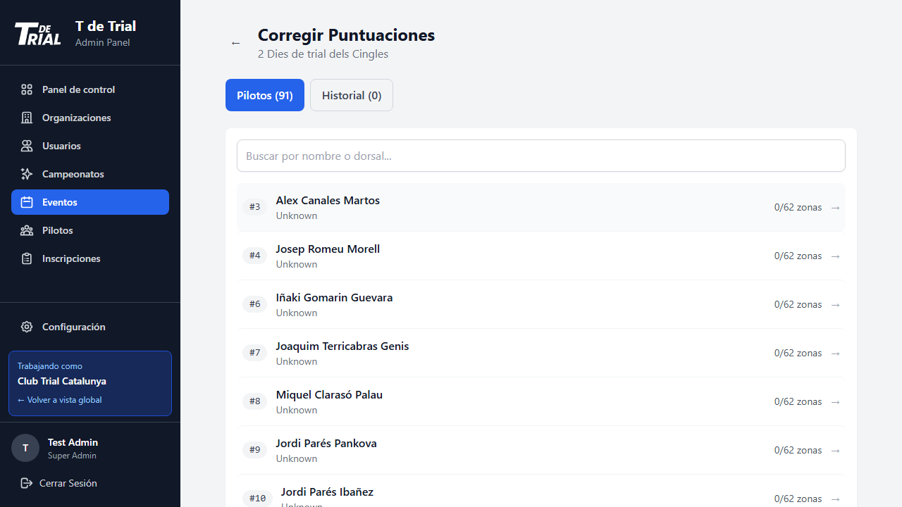 Incidencias y correcciones