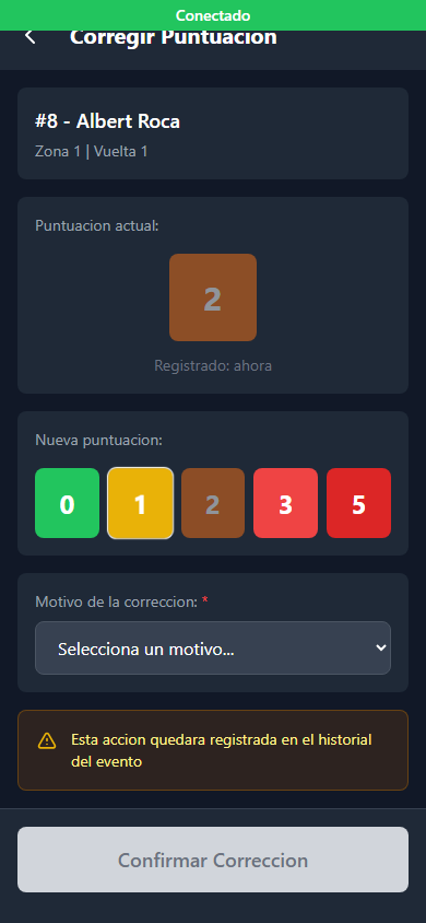 Correcciones con historial